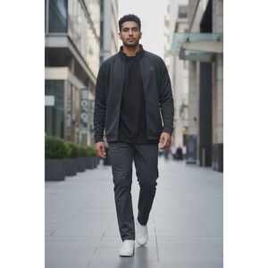 Bench Urbanwear Men's Full Zip Athletic Black Track Jacket Athleisure Gray M